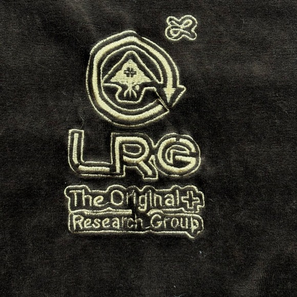 LRG Lifted Research Group Velour Zip Hoodie Jacket 3XL Brown Logo Y2K Urban - Picture 4 of 14